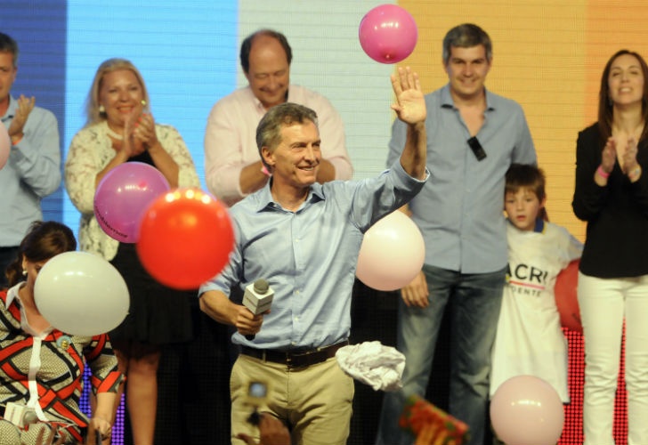 Mauricio Macri desde el búnker de Cambiemos.